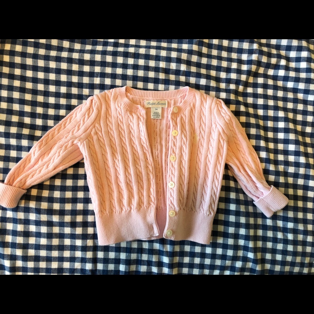 Adorable Ralph Lauren Pink Polo Cardigan -Like New